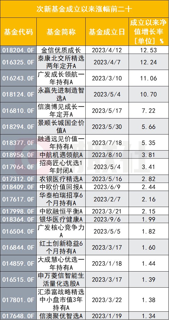 次新基金正大力建仓 也有基金押错板块跌幅惨重