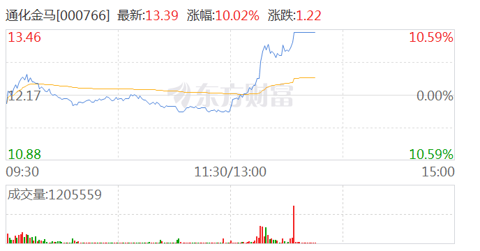 创新药概念反复活跃 通化金马午后涨停