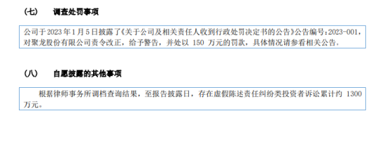 重要进展！聚龙股份投资者索赔一审胜诉，起诉金额合计超1300万元