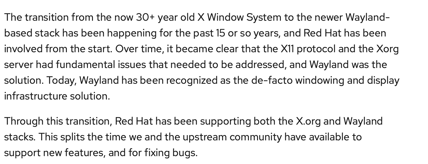 红帽 RHEL 10 将移除 X.org 显示服务器，默认使用 Wayland 协议